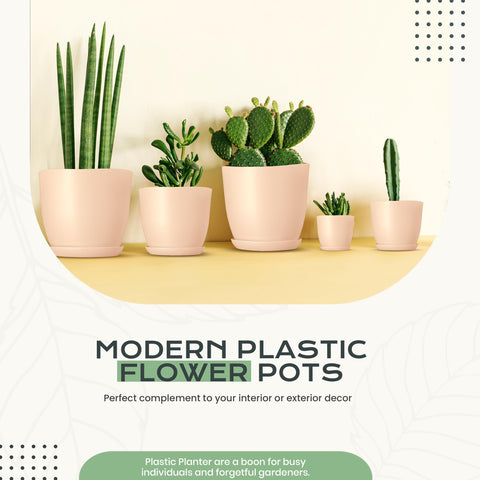 Utopia Home pink plastic planters provide lightweight, durable indoor gardening options.