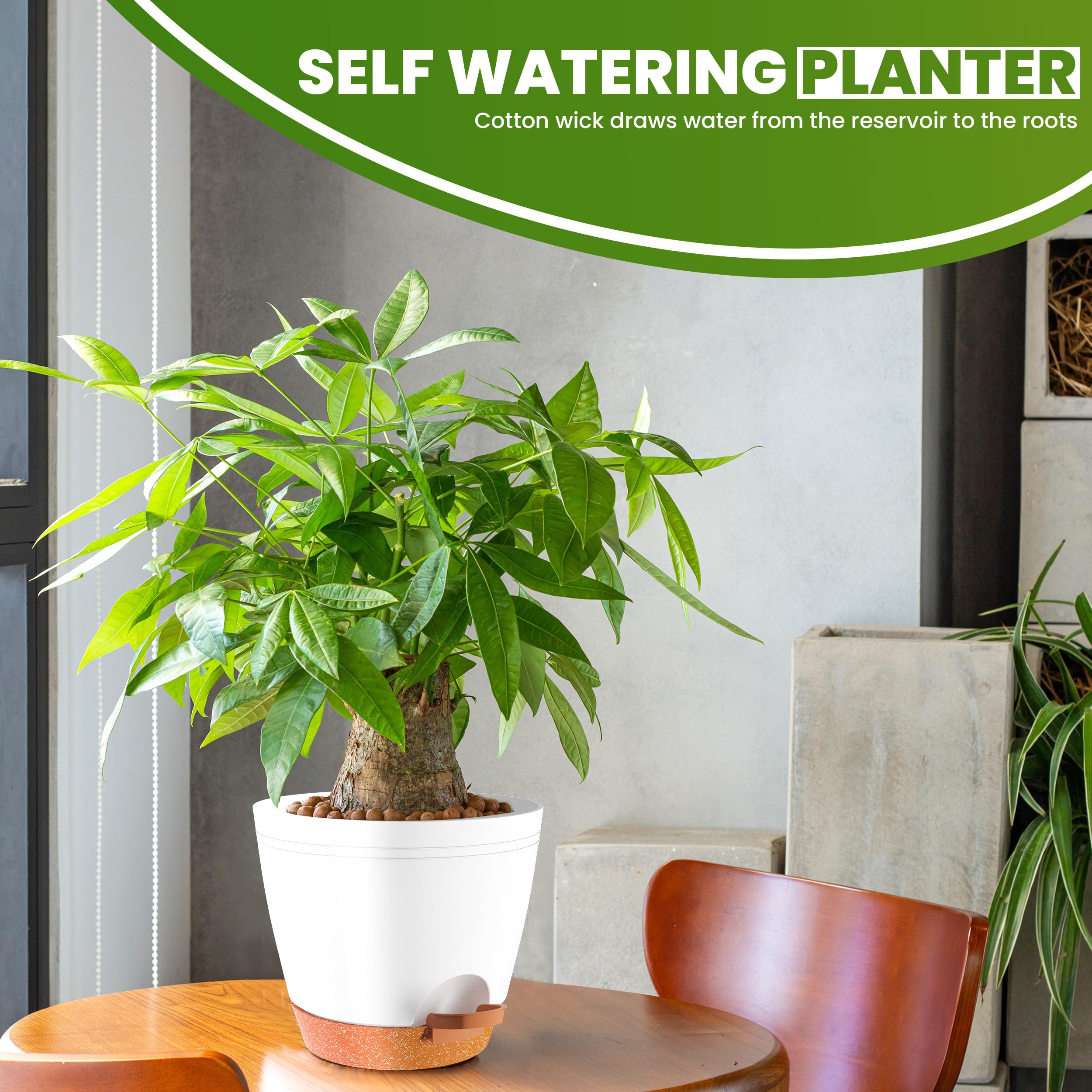 Utopia Home matte white planter shown on a shelf for interior use