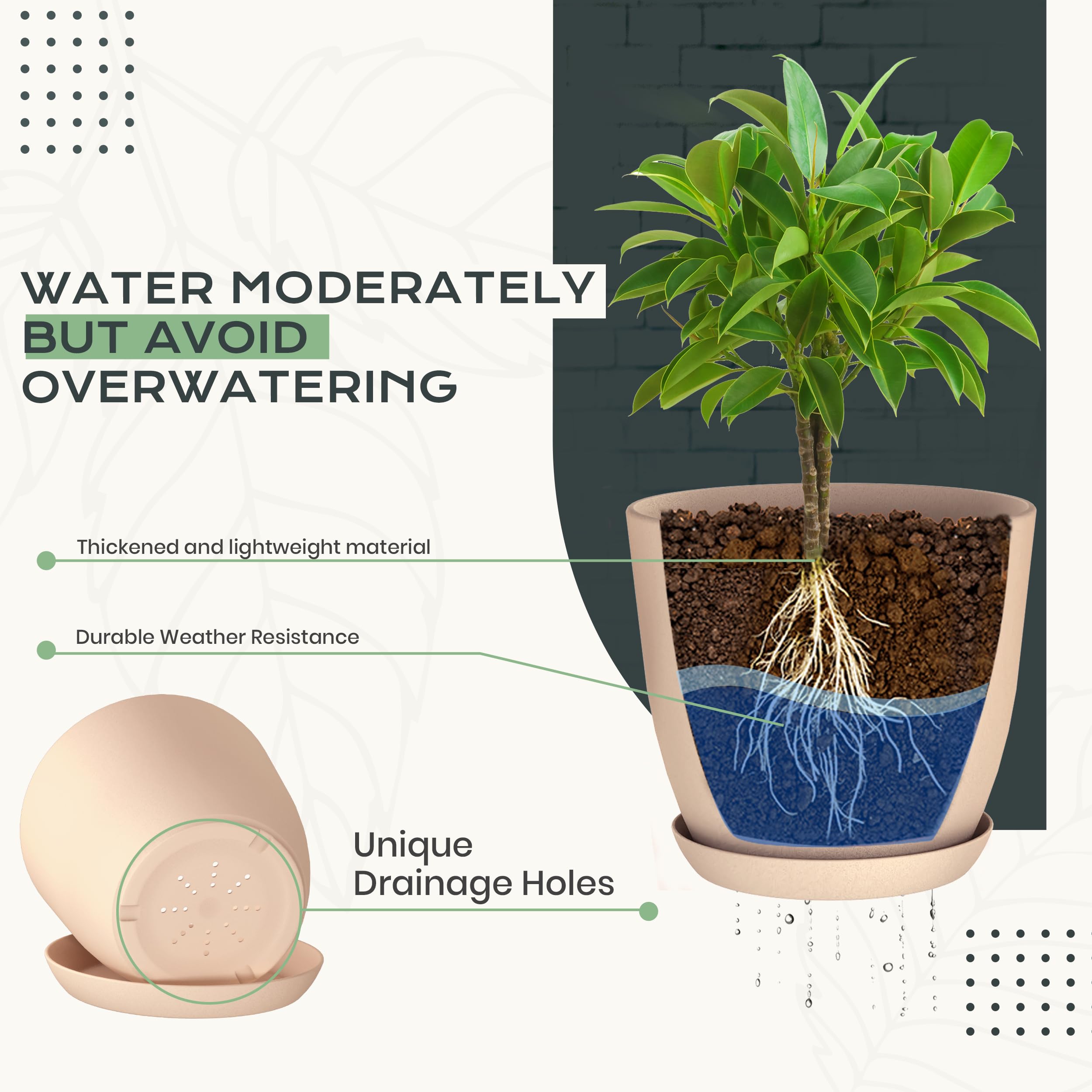 Utopia Home multi-size pots showcase space-saving design for home or office decor.