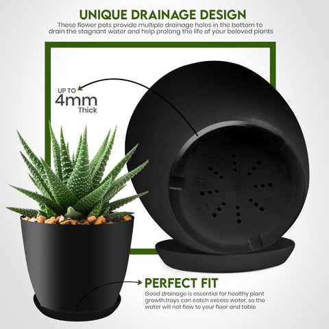 Utopia Home 6-inch plant pot with drainage ideal for desks