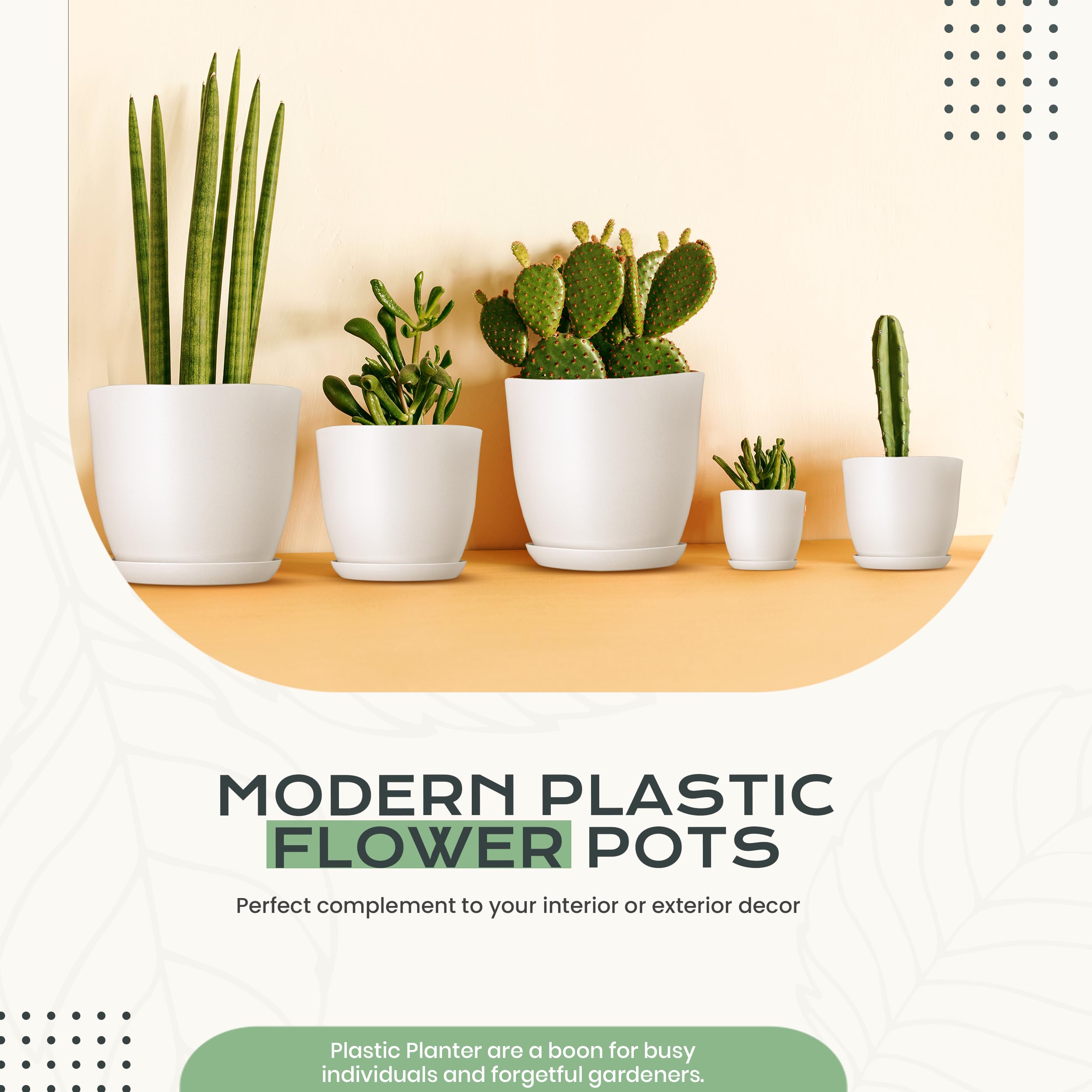 Utopia Home 4-8-inch pot with matching saucer for tidy indoor display