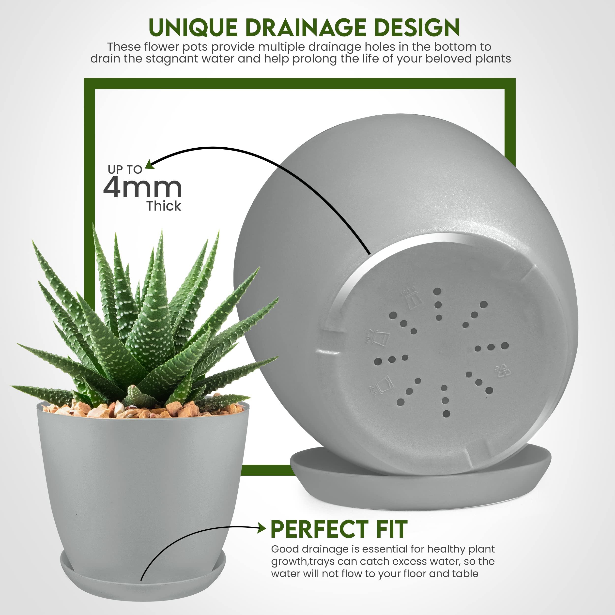 Utopia Home 6-inch pot with drainage ideal for desk greenery