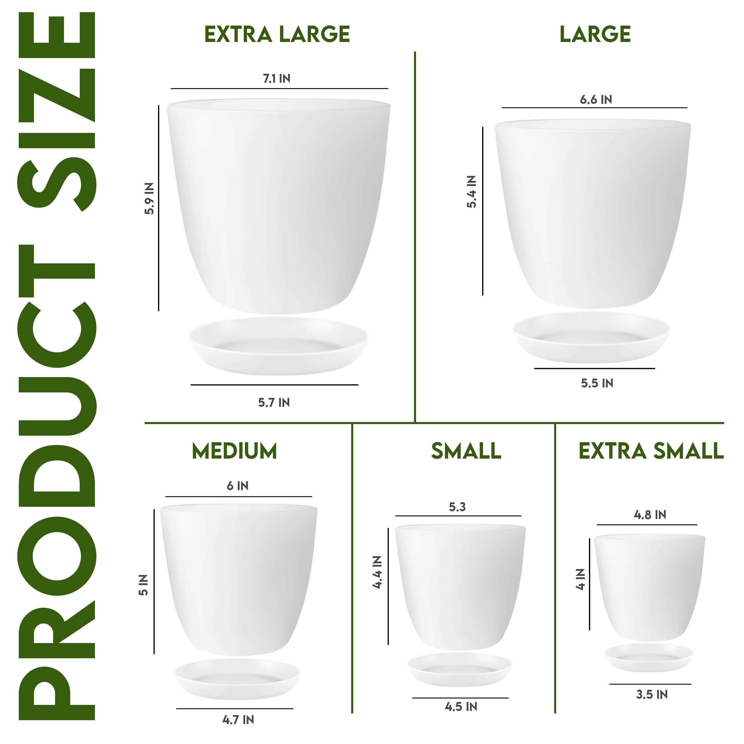 Utopia Home white 6.6-inch plant pot with drainage holes for living rooms