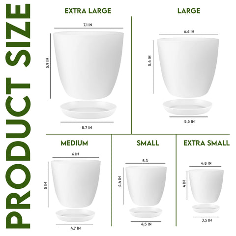 Utopia Home white 6.6-inch plant pot with drainage holes for living rooms