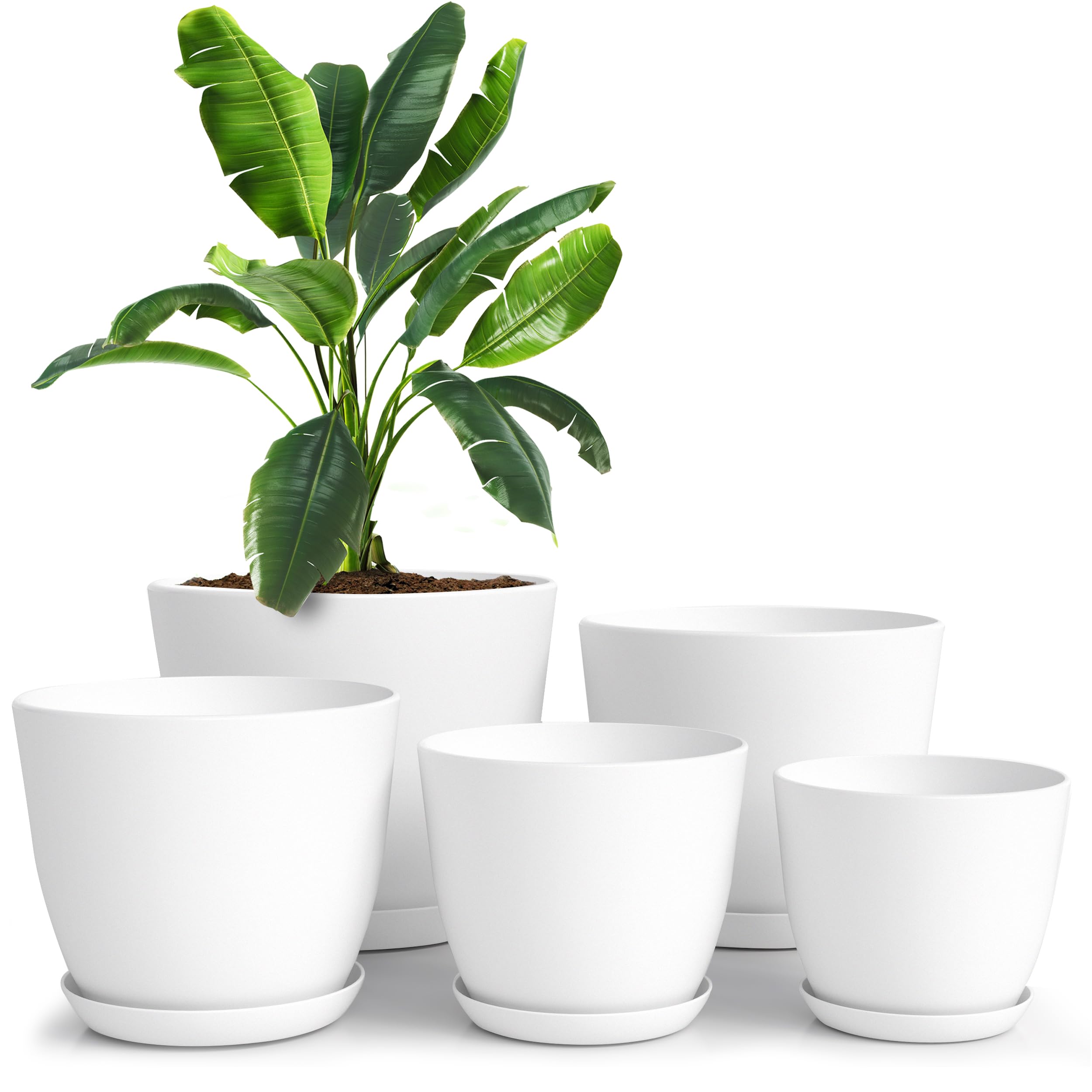 Utopia Home white 7-inch plant pot with drainage holes for indoor gardening