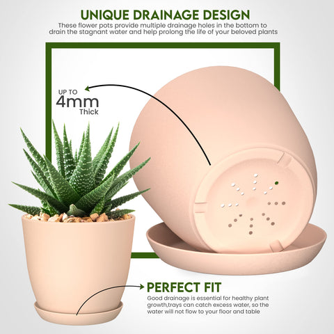 Utopia Home plant pots with drainage in pink, 6-inch, versatile indoor planter