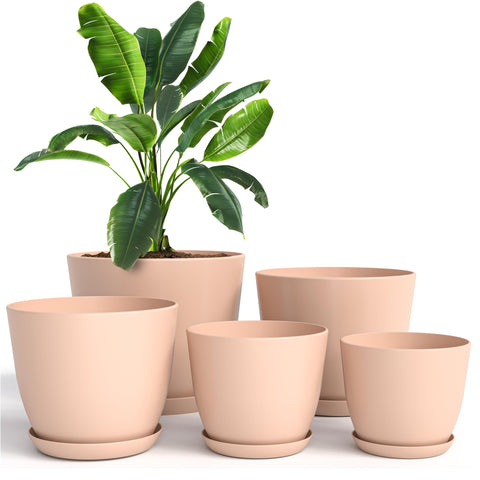 Utopia Home plant pots with drainage in pink, 7-inch, ideal for indoor herbs and succulents
