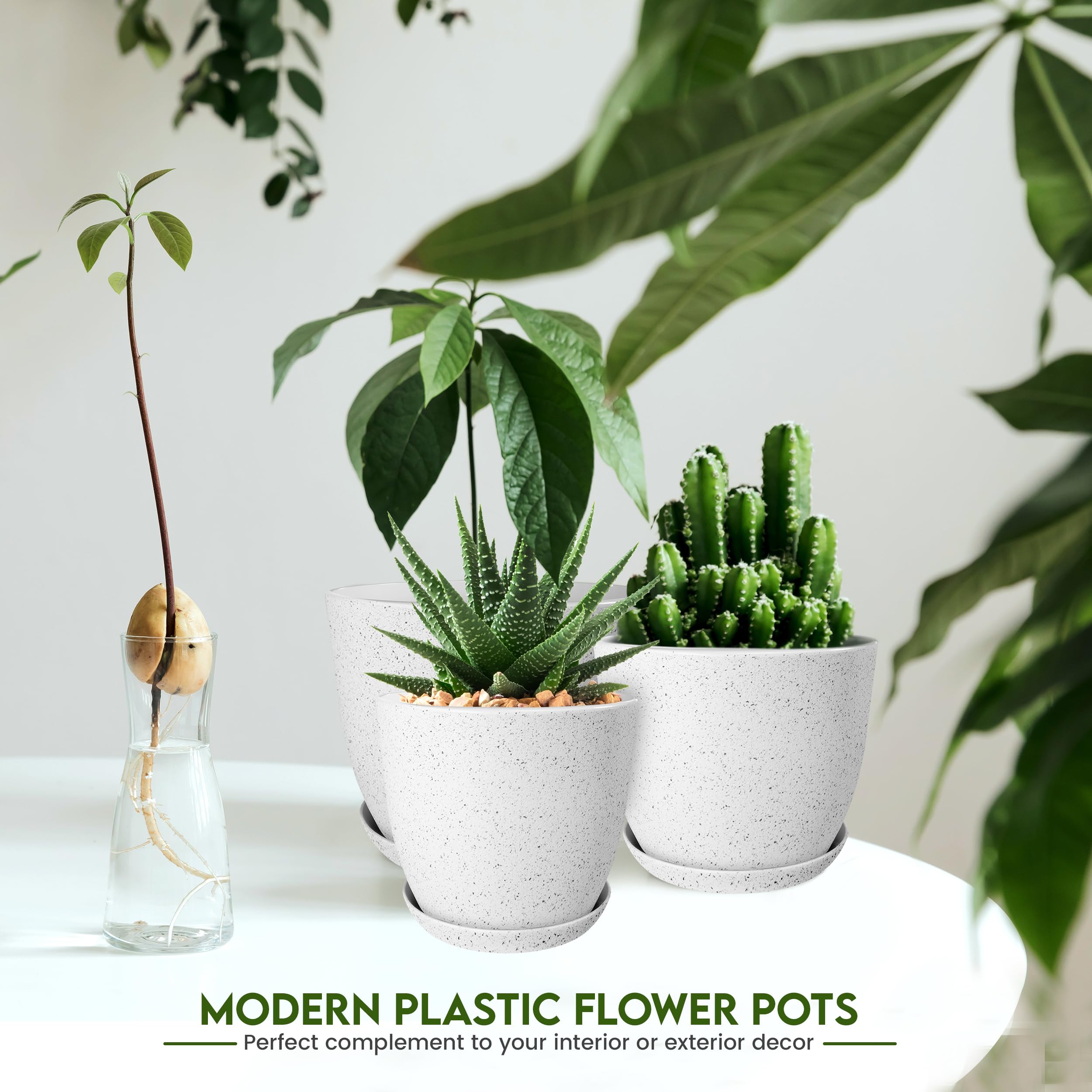 Utopia Home pots include saucers to prevent spills and protect surfaces.