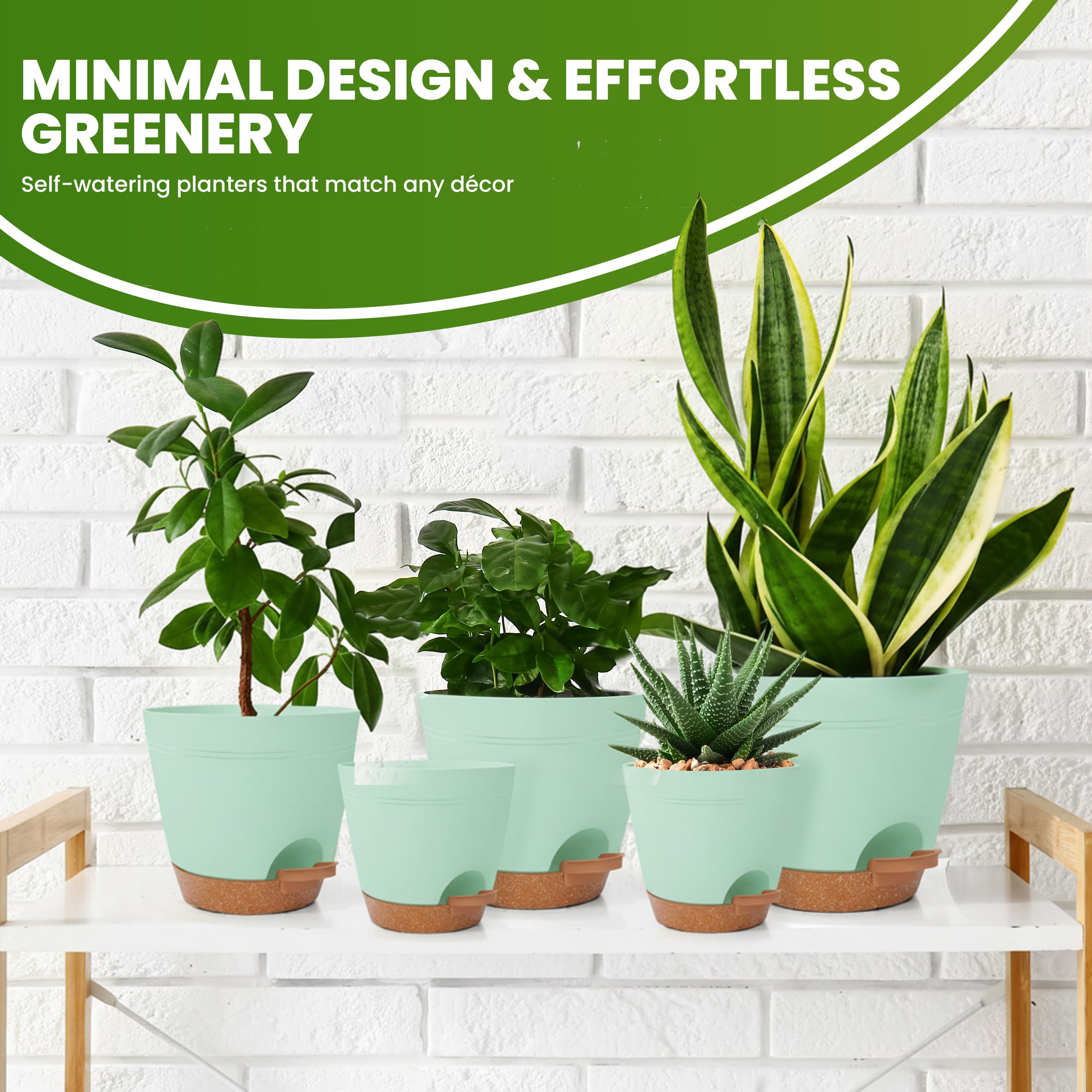Utopia Home self-watering pot 4-9 inch suited for desks or windowsills