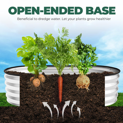 Side view of outdoor garden bed showing modular layout and footprint