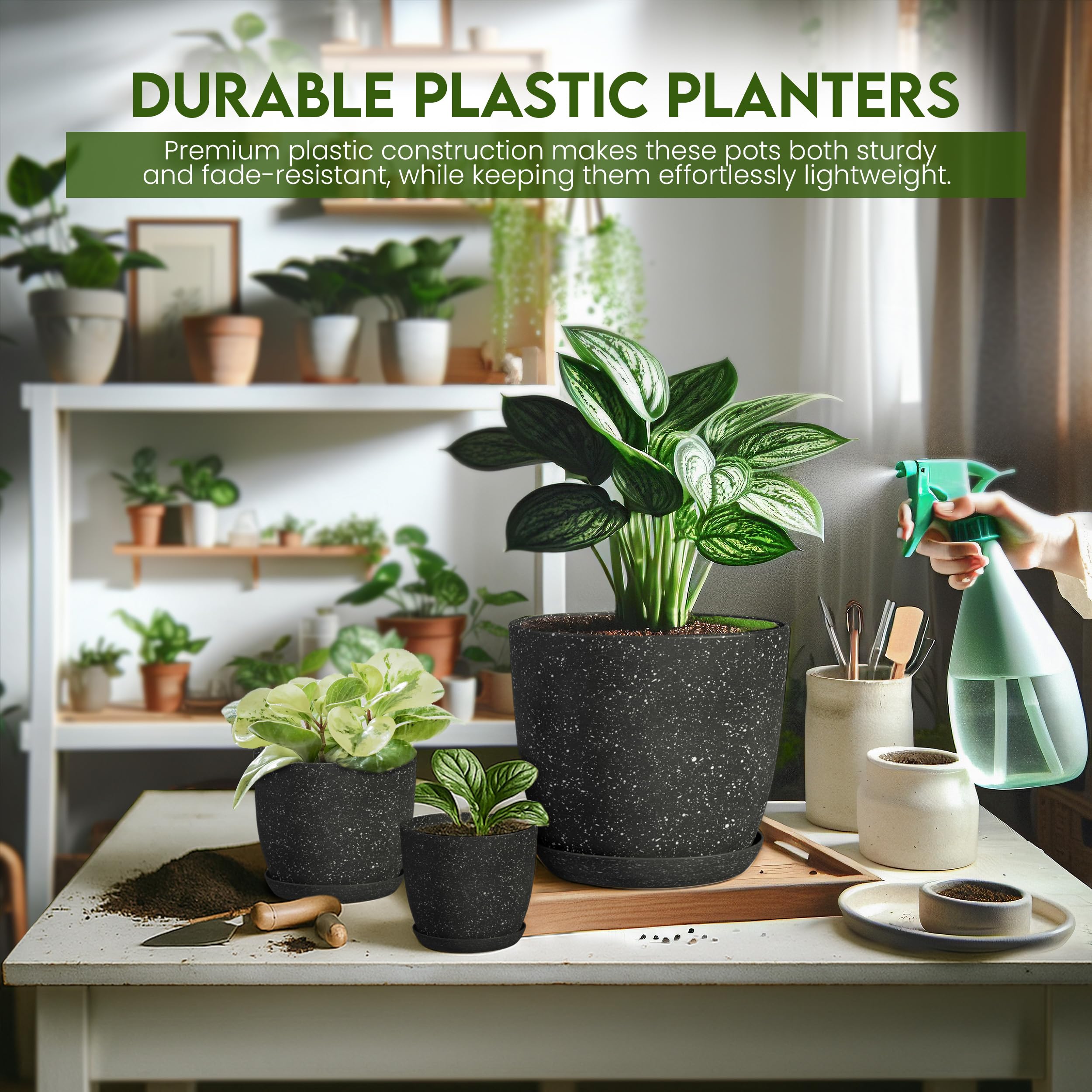 Utopia Home speckled black finish pot for indoor décor