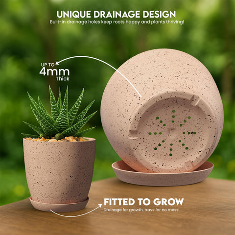 Utopia Home speckled peach pink 5.3-inch planter for desk greenery.