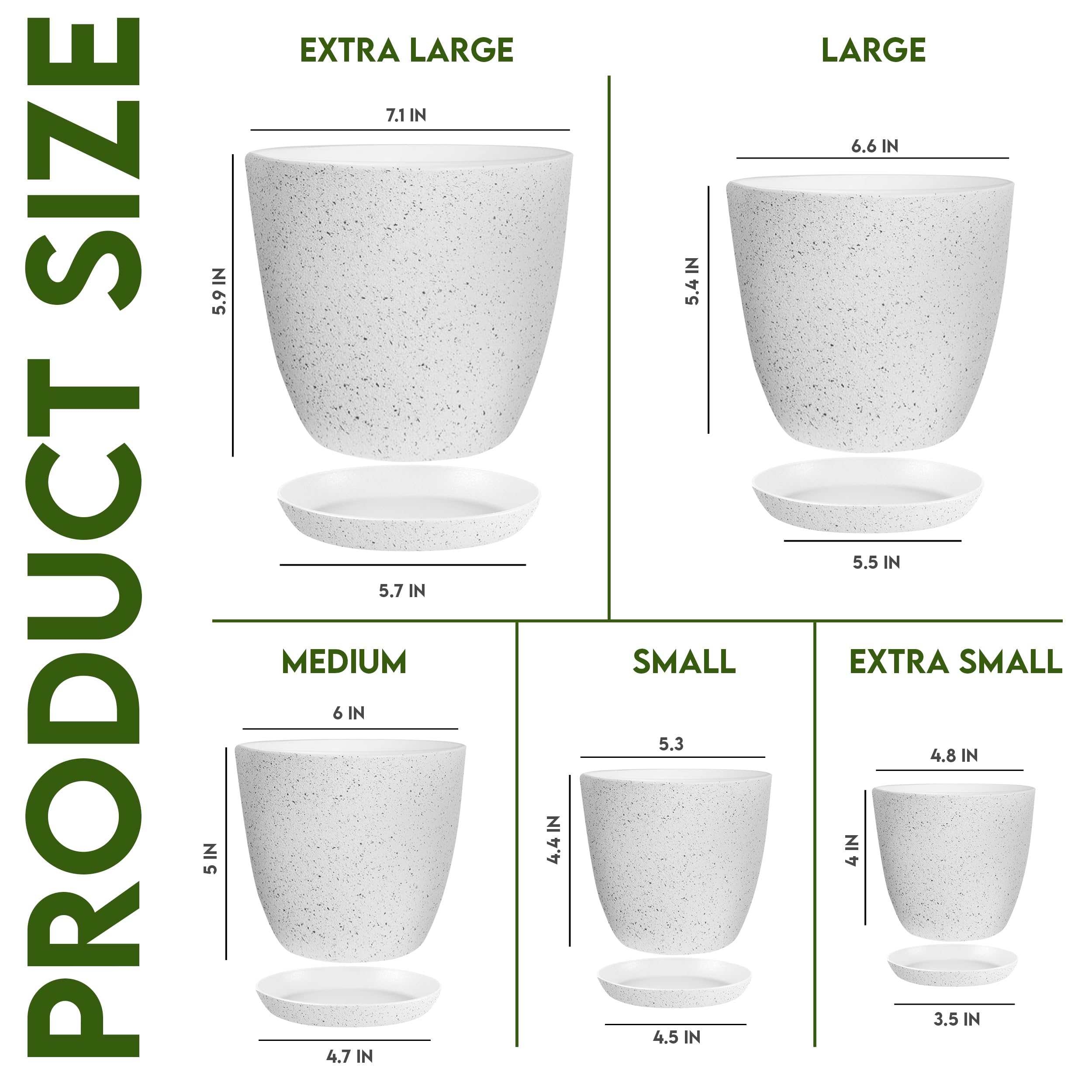 Utopia Home spotty plant pot speckled grey set of five for versatile indoor arrangements.