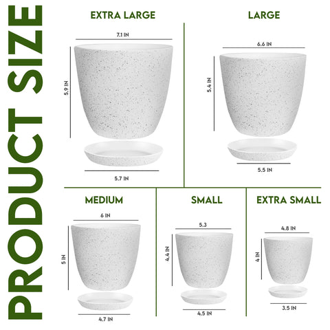 Utopia Home spotty plant pot speckled grey set of five for versatile indoor arrangements.