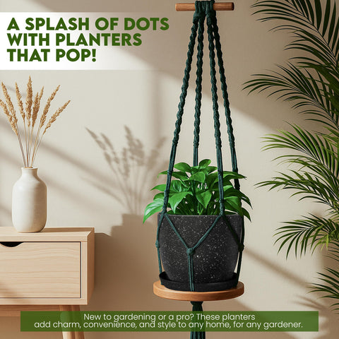Utopia Home 6.6-inch speckled pot close-up showing durable lightweight plastic.