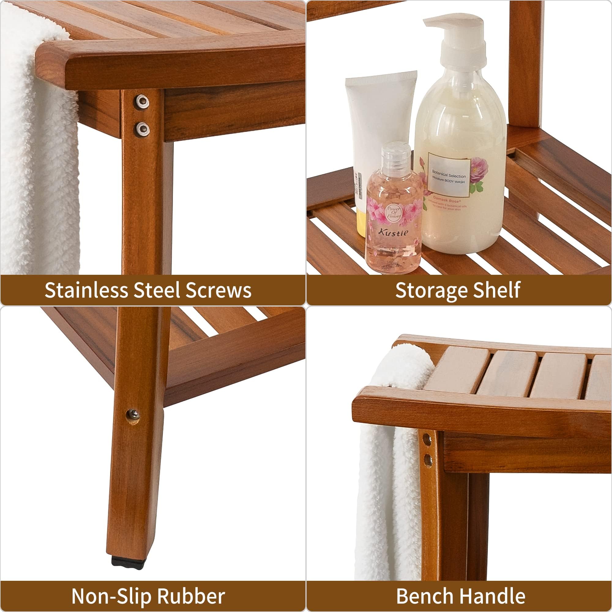 Utoplike Teak Bench Easy Assembly for quick setup.