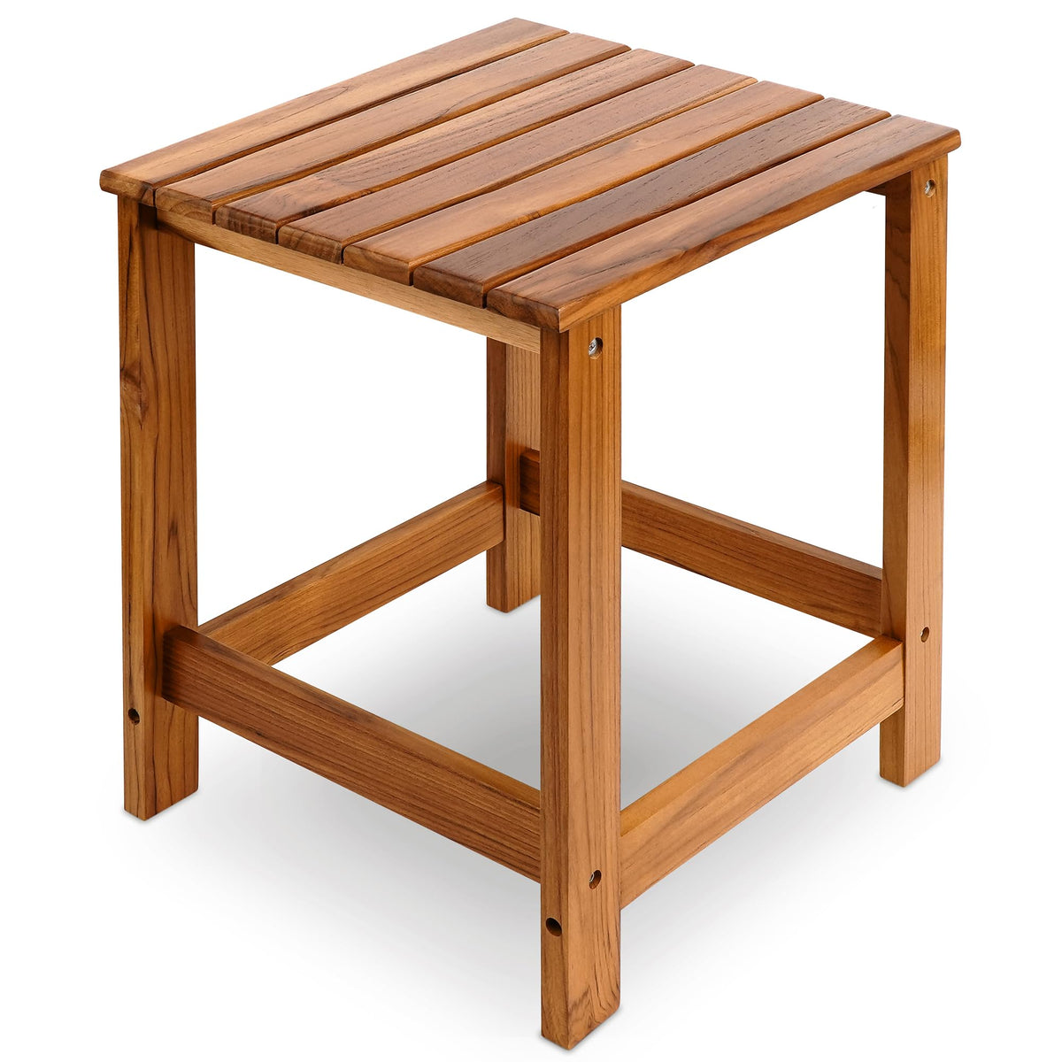 Utoplike teak outdoor side table chamfered surface for stable patio setup