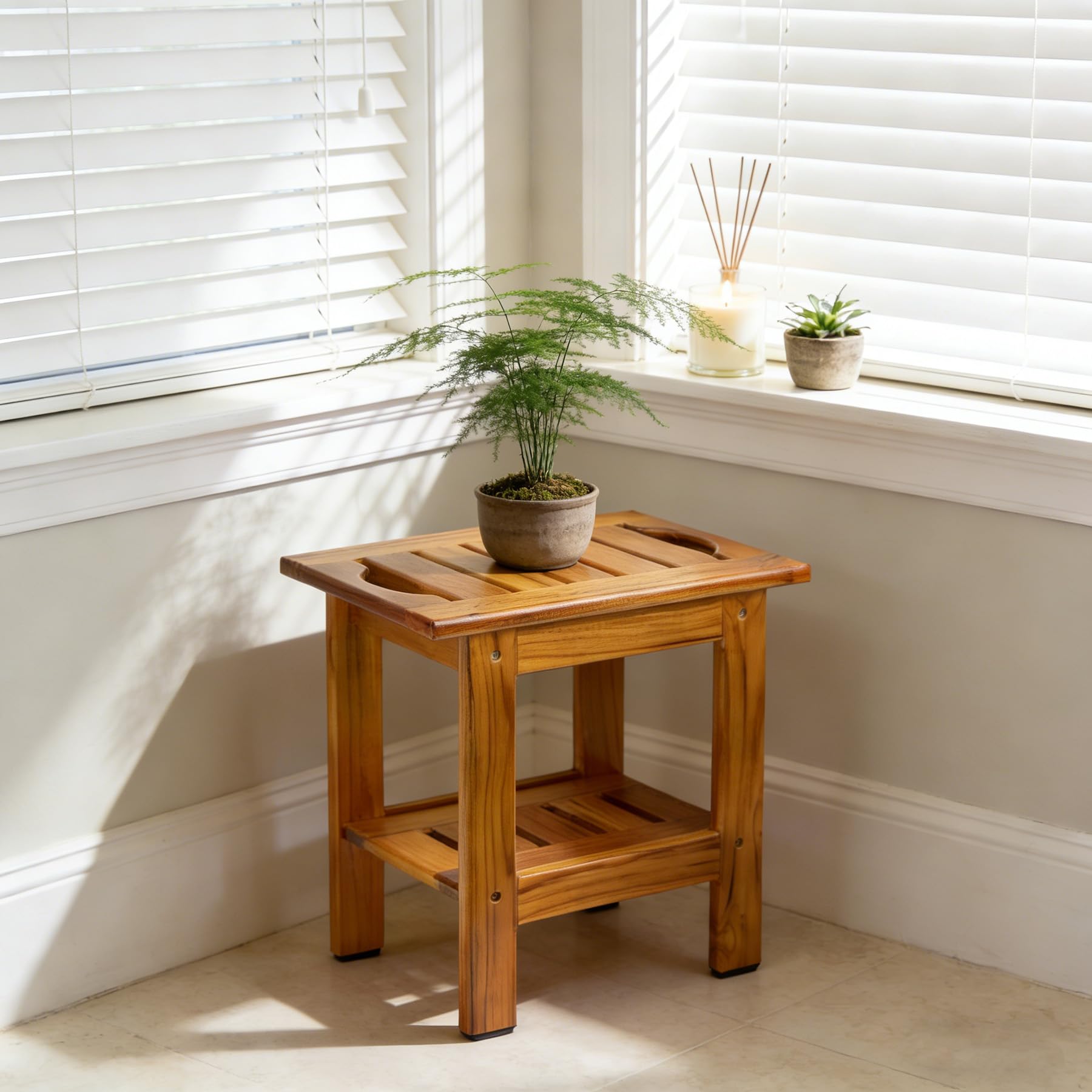 Utoplike teak shower stool suitable for outdoor use
