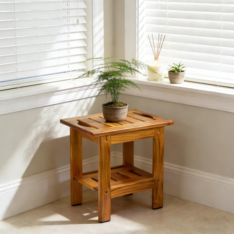 Utoplike teak shower stool suitable for outdoor use