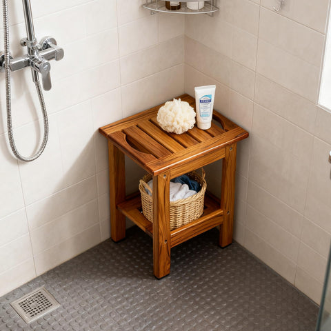 Utoplike teak shower stool premium teak construction