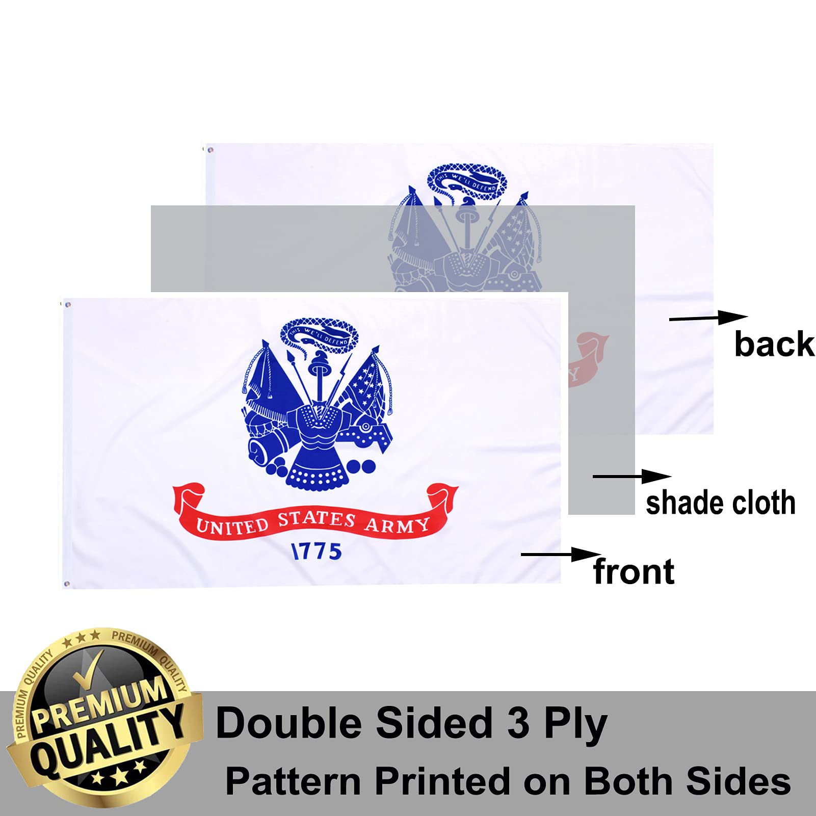 UTSANG Army flag 1775 white design for patriotic room decor.