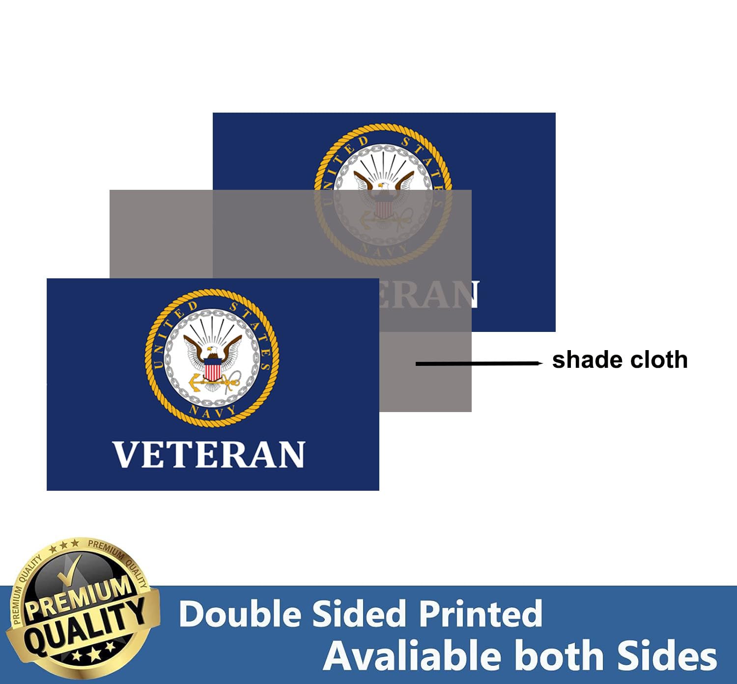 UTSANG navy veteran flag 3-ply brass grommets closeup showing sturdy hardware