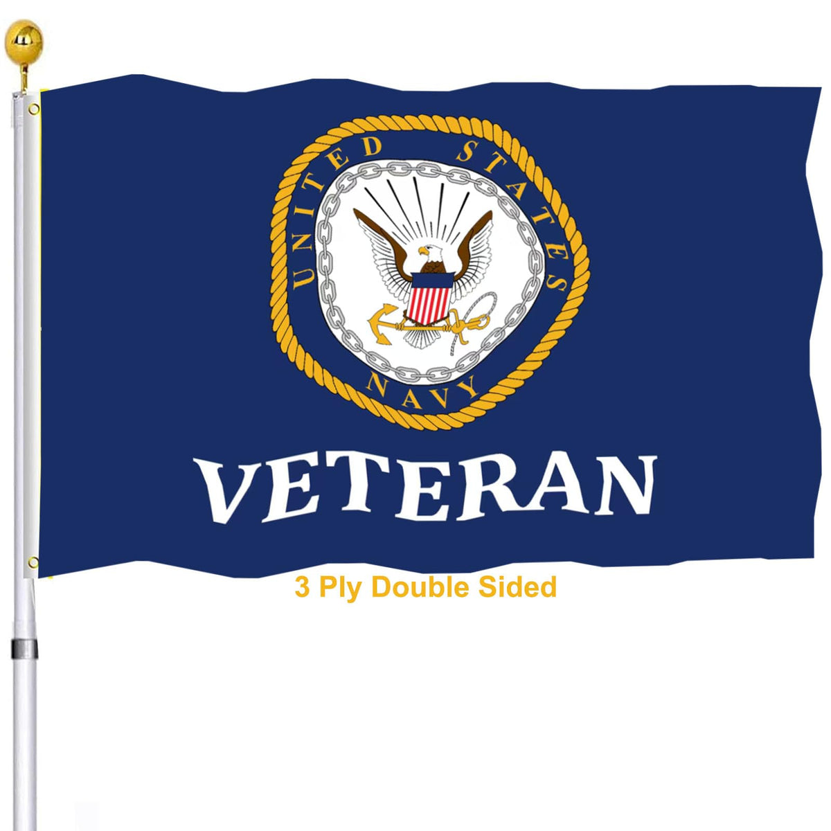 UTSANG navy veteran flag double-sided 3x5 outdoor display for bold pride
