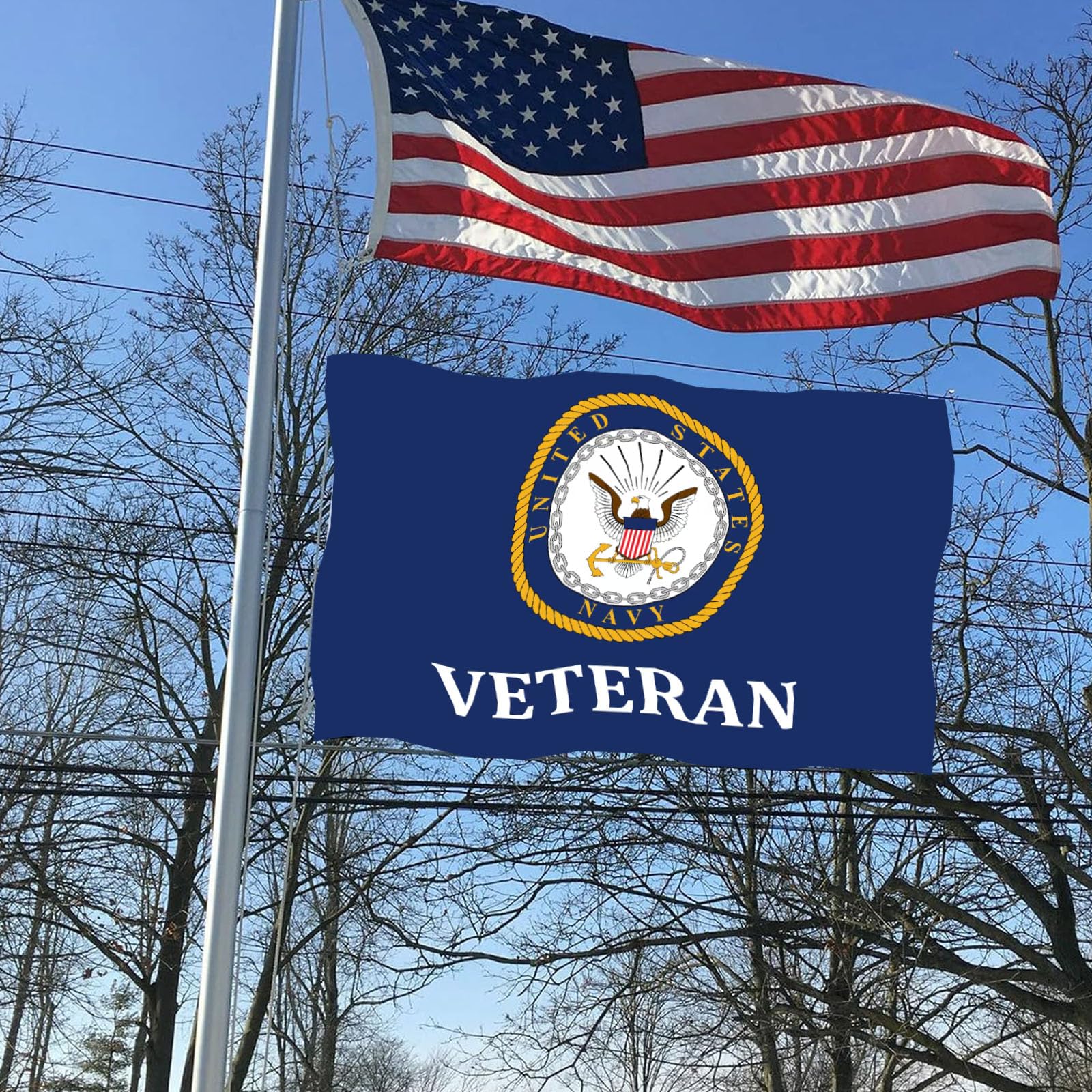 UTSANG navy veteran flag fabric closeup highlighting texture
