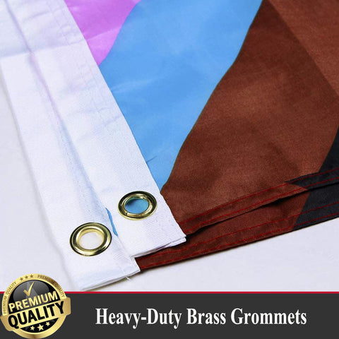 UTSANG Progress Pride flag double-stitched edges for durability.