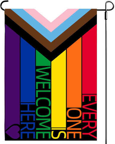 UTSANG Progress Pride flag front view for garden display with vivid, weather-resistant colors.