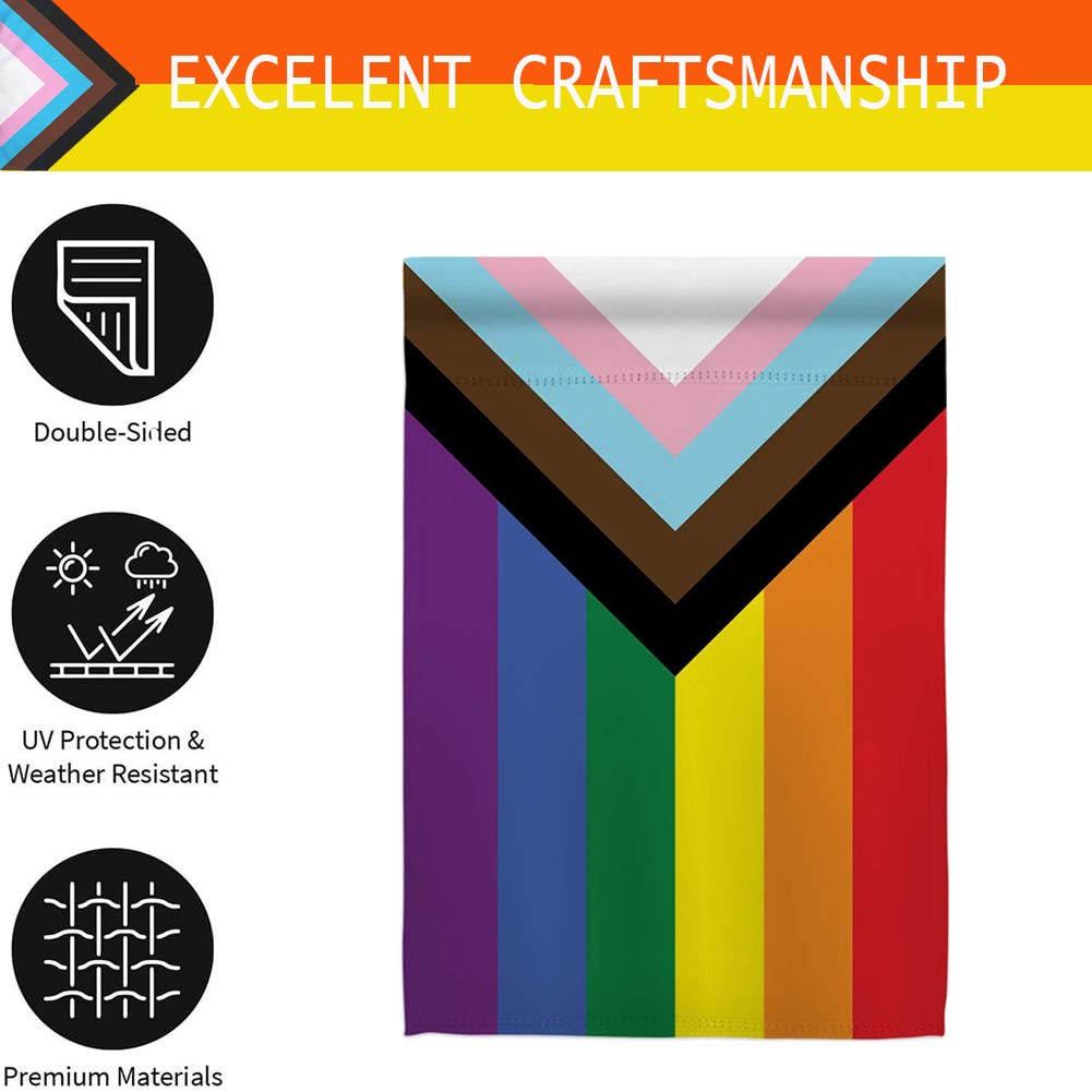 UTSANG Progress Pride flag in garden display, ideal yard decor.