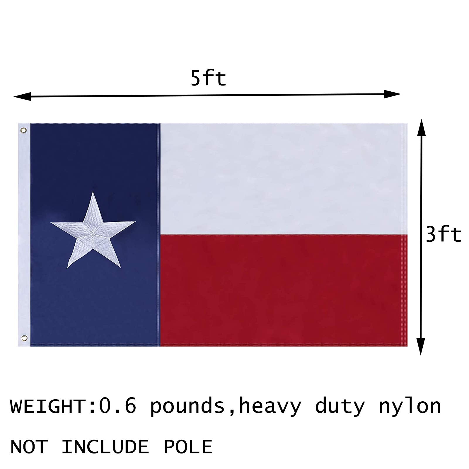 UTSANG Texas flag with embroidered stars for premium long-lasting visibility outdoors