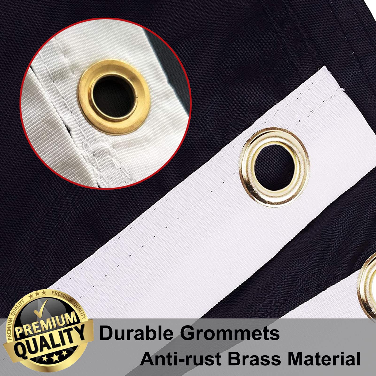 UTSANG US Army flag brass grommets closeup for secure hanging.