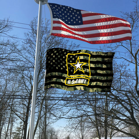 Flag displayed on a pole or wall for rugged military style.