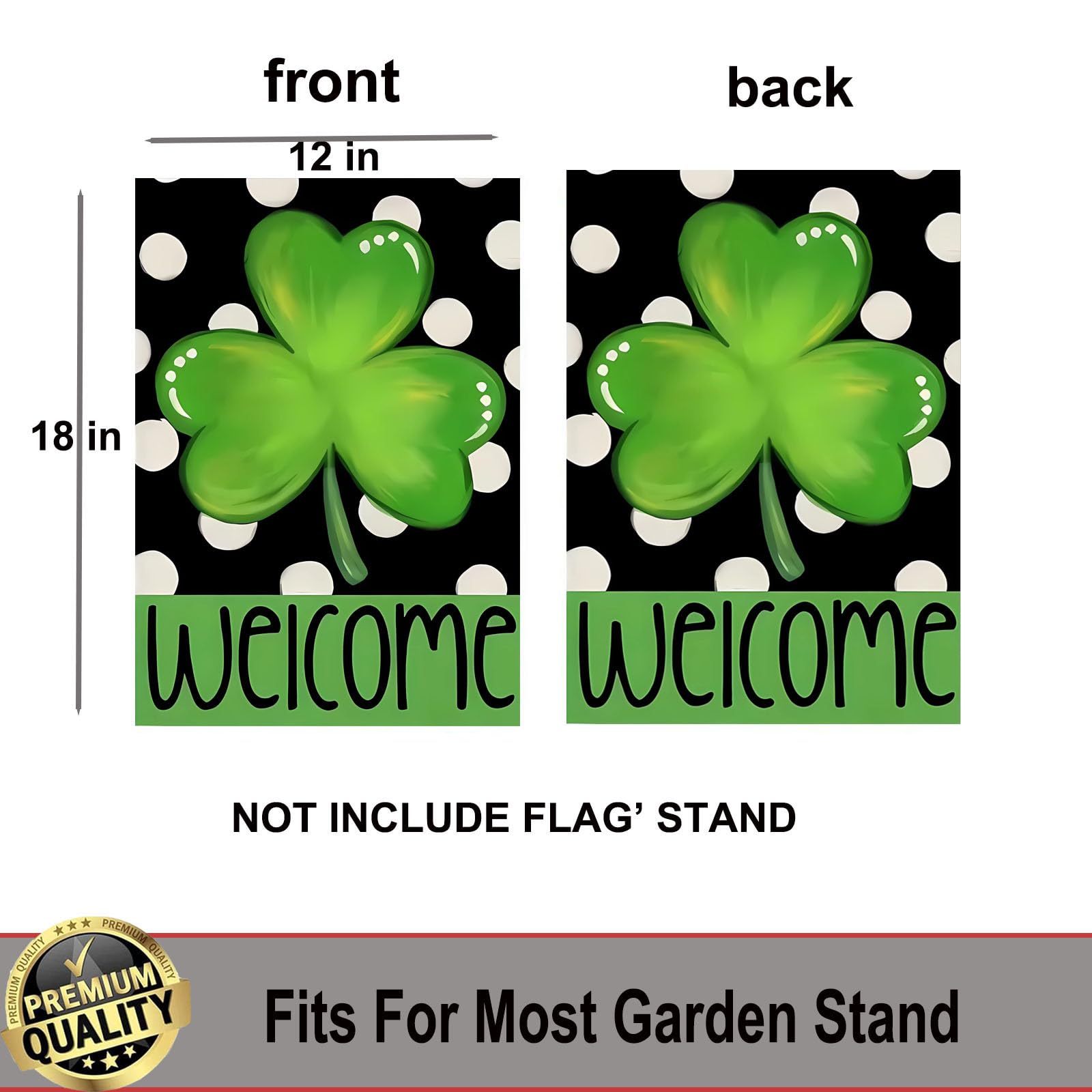 UTSANG St Patrick's Day shamrock flag back view shows consistent display