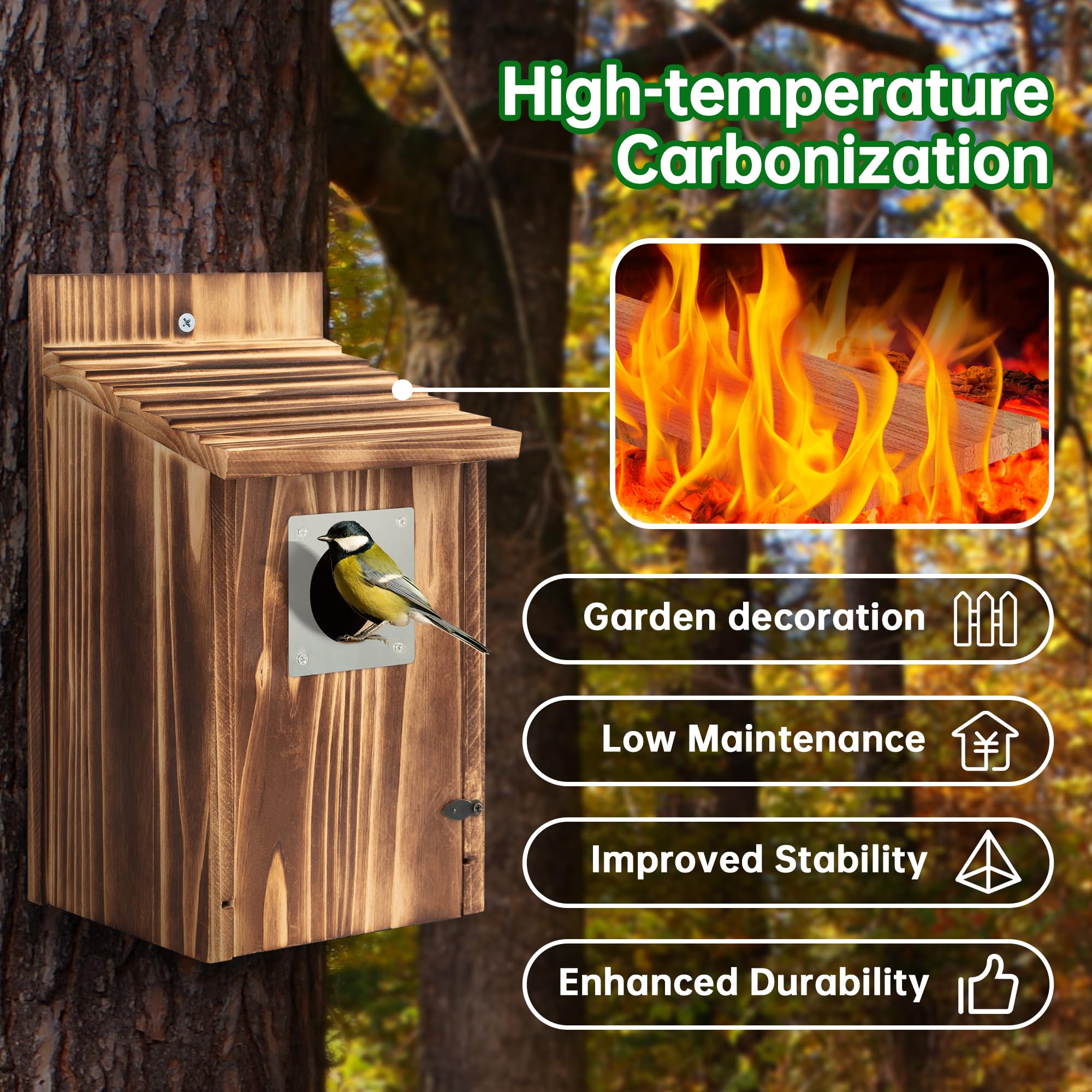 UUMENHA entry-hole guard bird house protects nestlings outdoors.