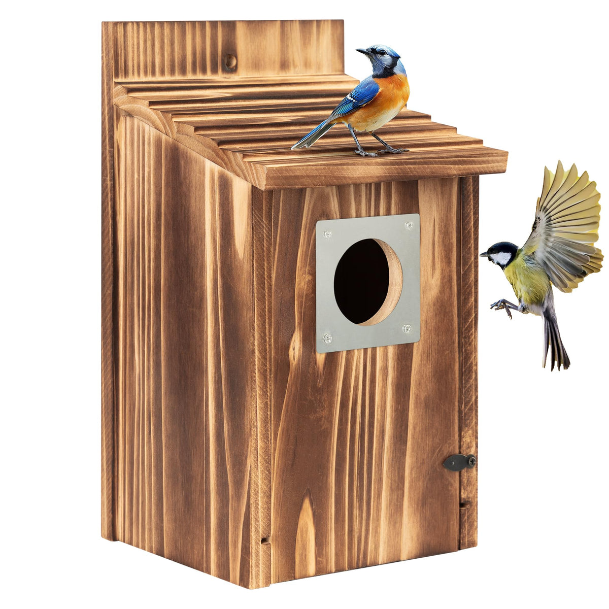 UUMENHA bird house with outdoor carbonized wood finish for durability