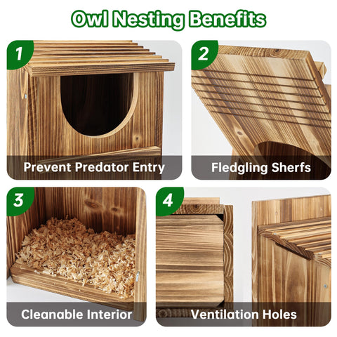 UUMENHA cedar owl house ventilation highlight for airflow and moisture control.