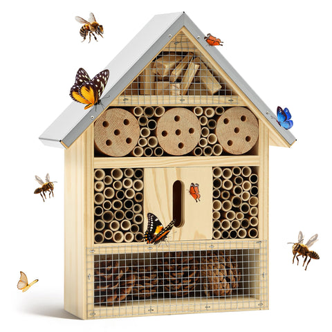 UUMENHA insect hotel front view inviting mason bees for pollination