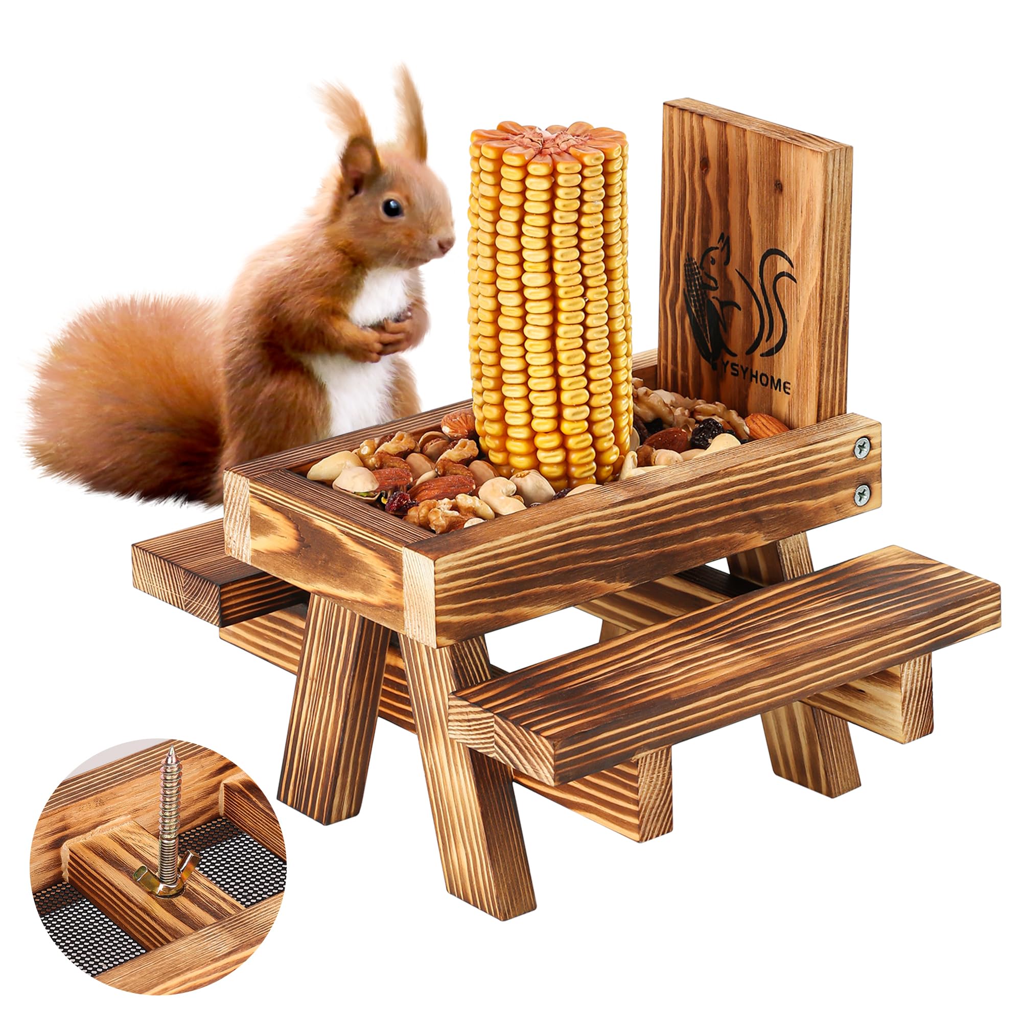 UUMENHA Squirrel Feeder on an outdoor tree setup inviting wildlife visitors.