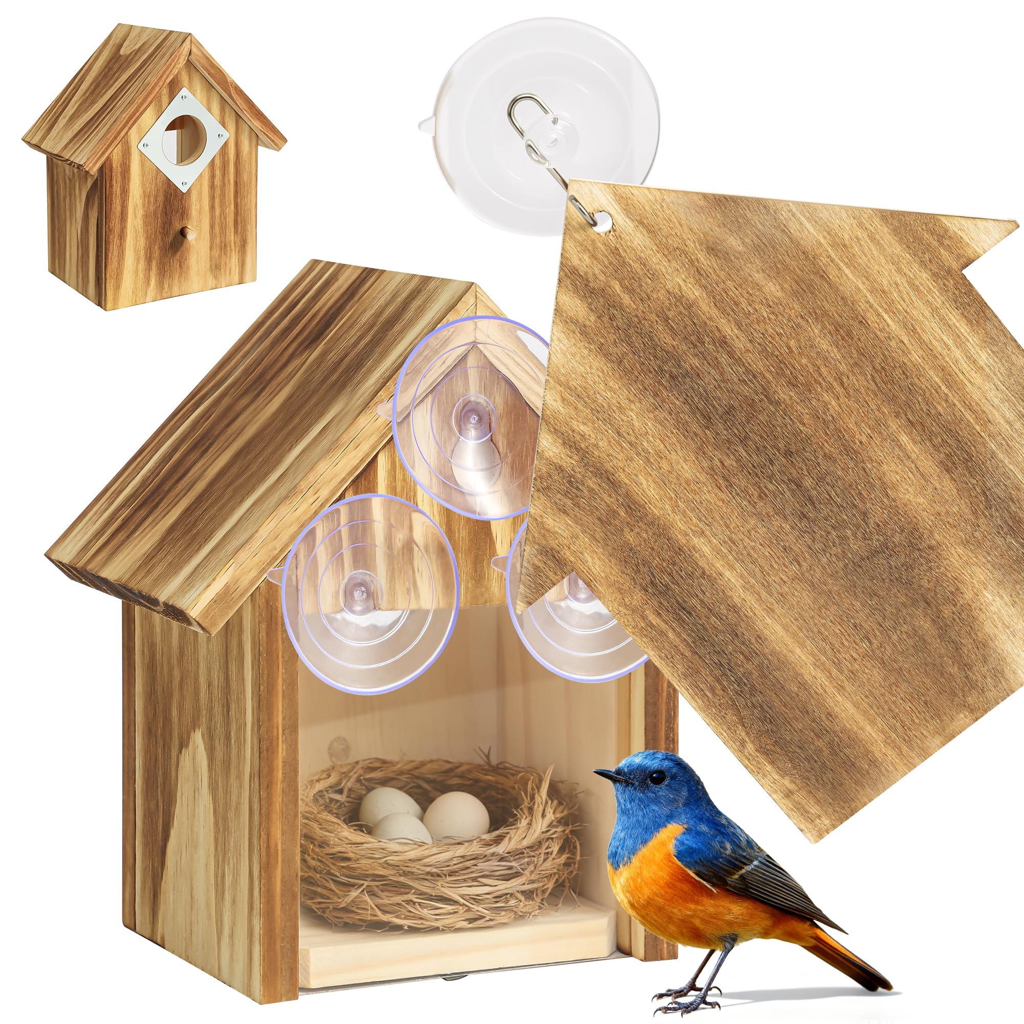 UUMENHA window birdhouse with clear view for indoor nest watching