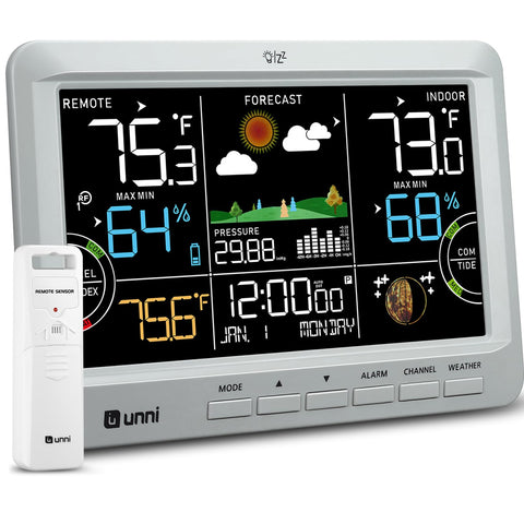 U UNNI Weather Station 7.5 inch display shows real time data