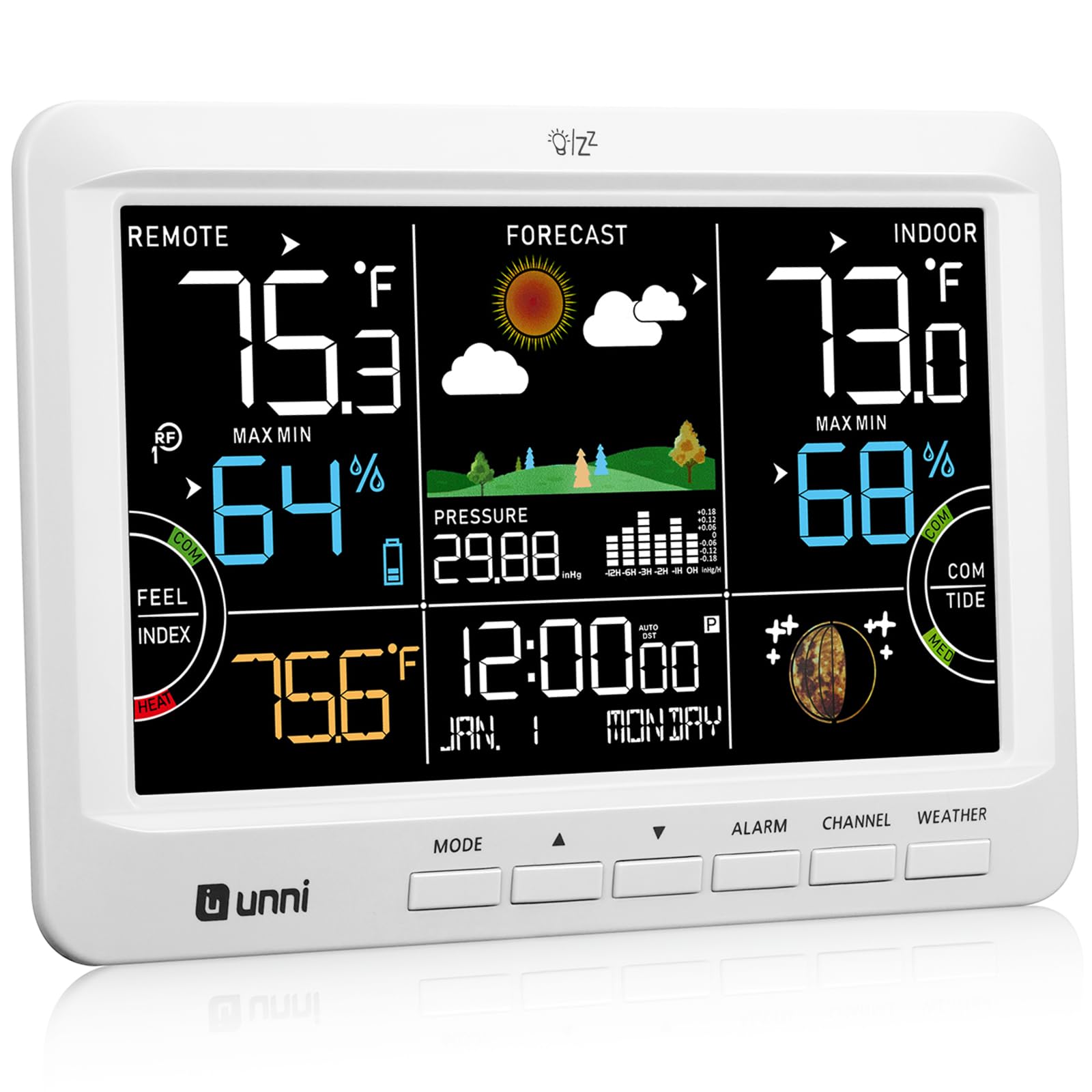 U UNNI Weather Station with a 7-inch display for easy at-a-glance readings.