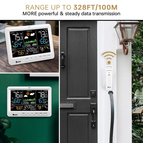 U UNNI Weather Station barometer gauge tracks pressure trends for forecasts.