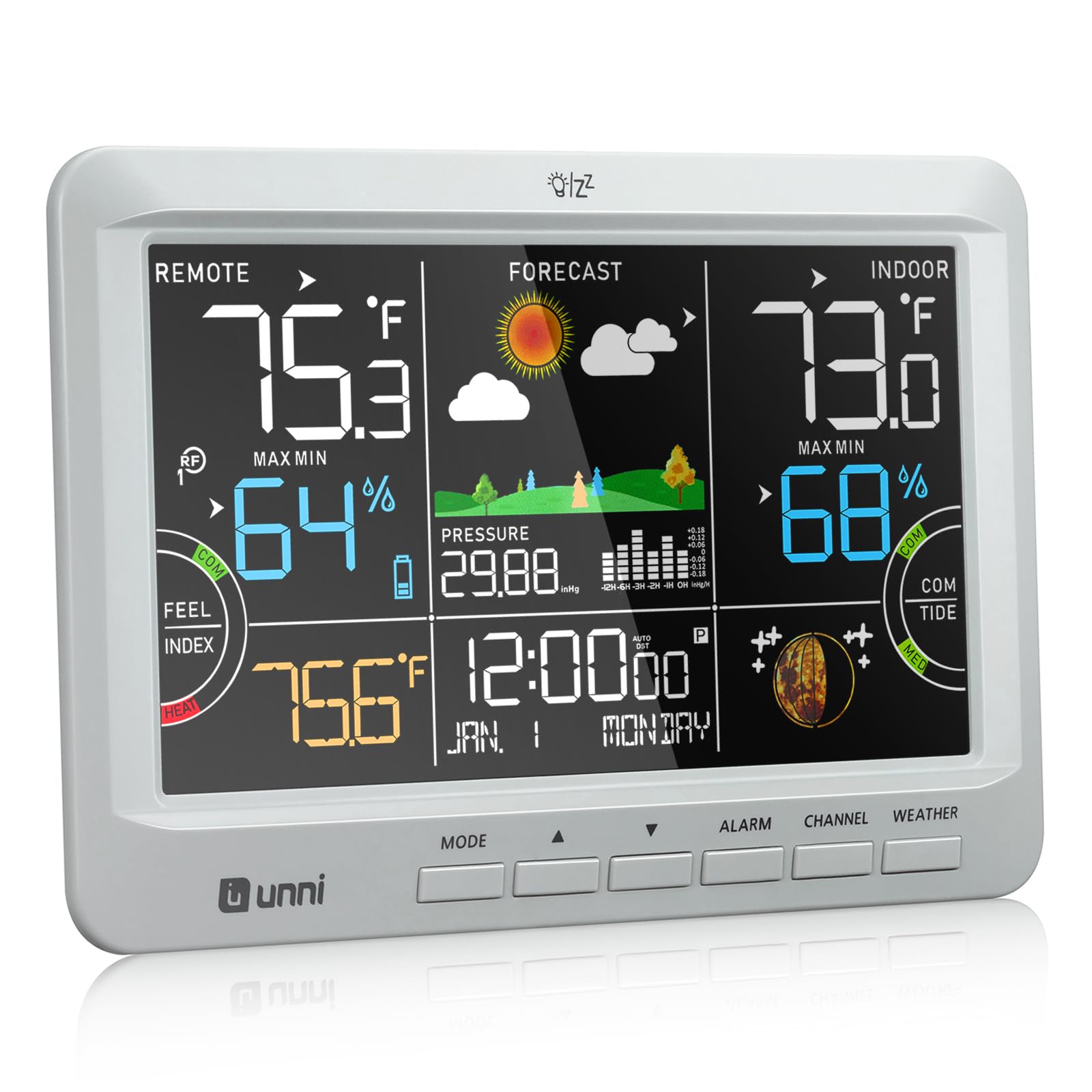 U UNNI Weather Station moon phase and tide display aids planning