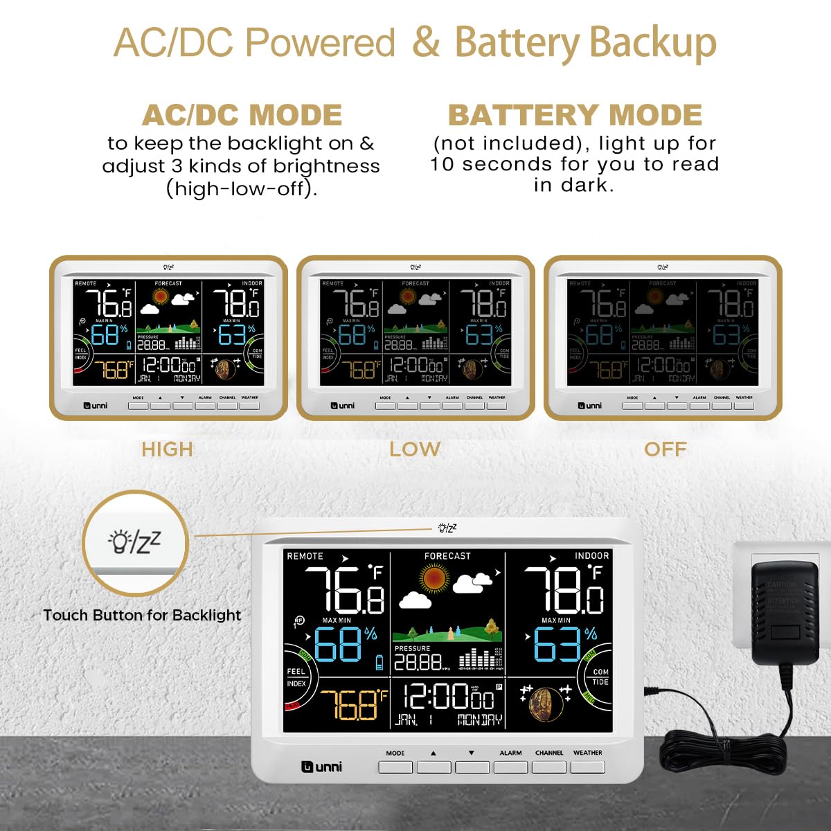 U UNNI Weather Station wireless connection ensures reliable data across rooms.