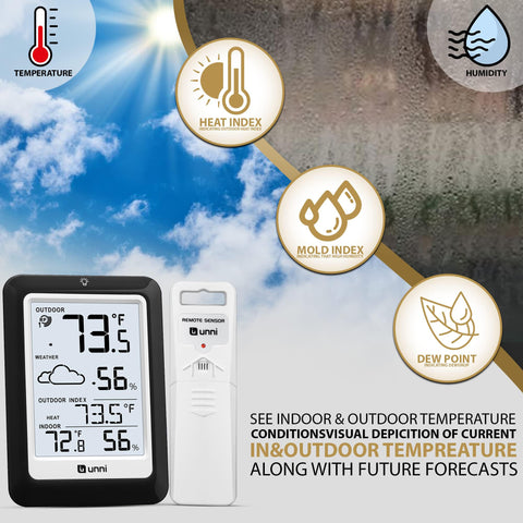 U UNNI wireless thermometer with 330 ft range enables multi-room monitoring