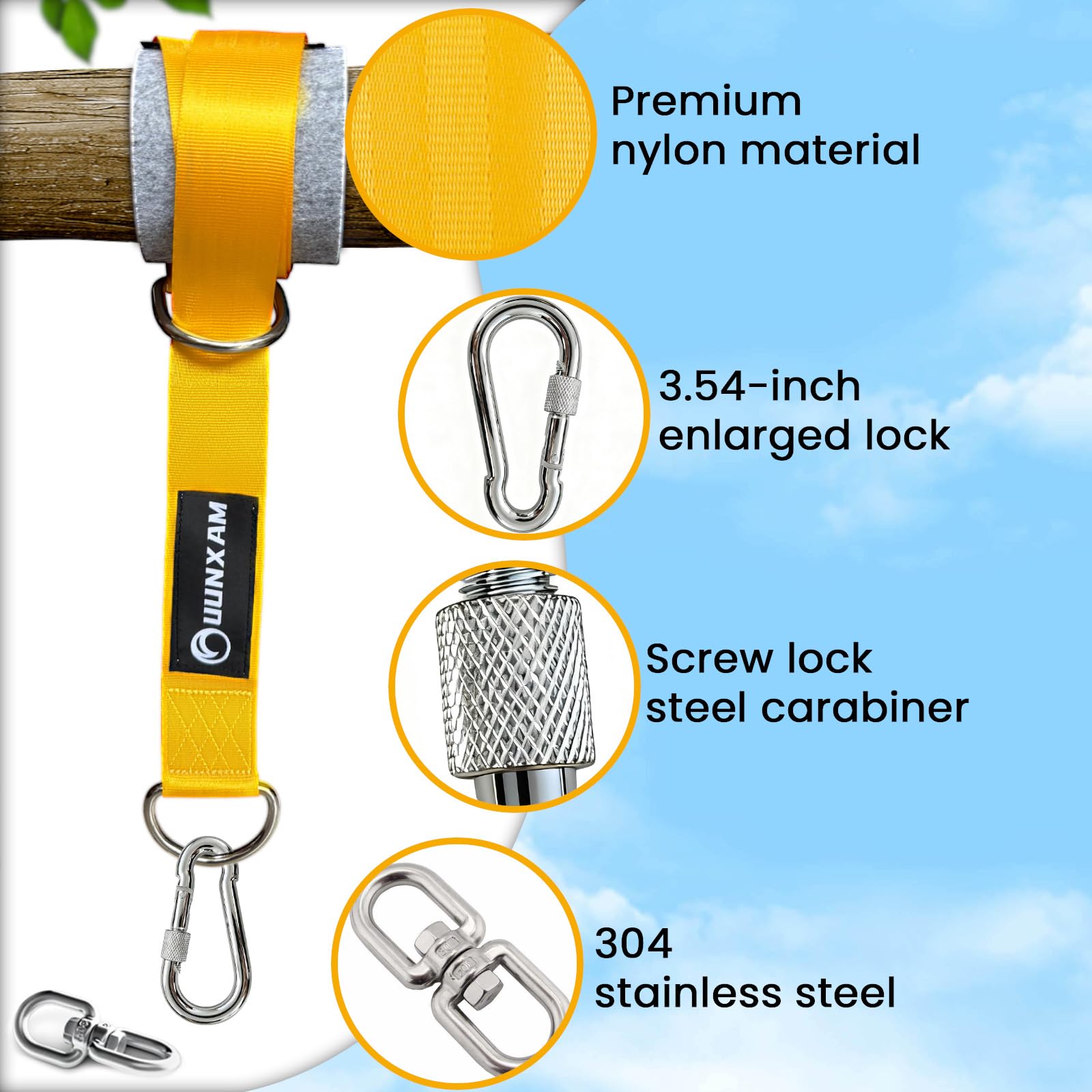 UUNXAM swivel clasp enabling smooth motion for safe swings.