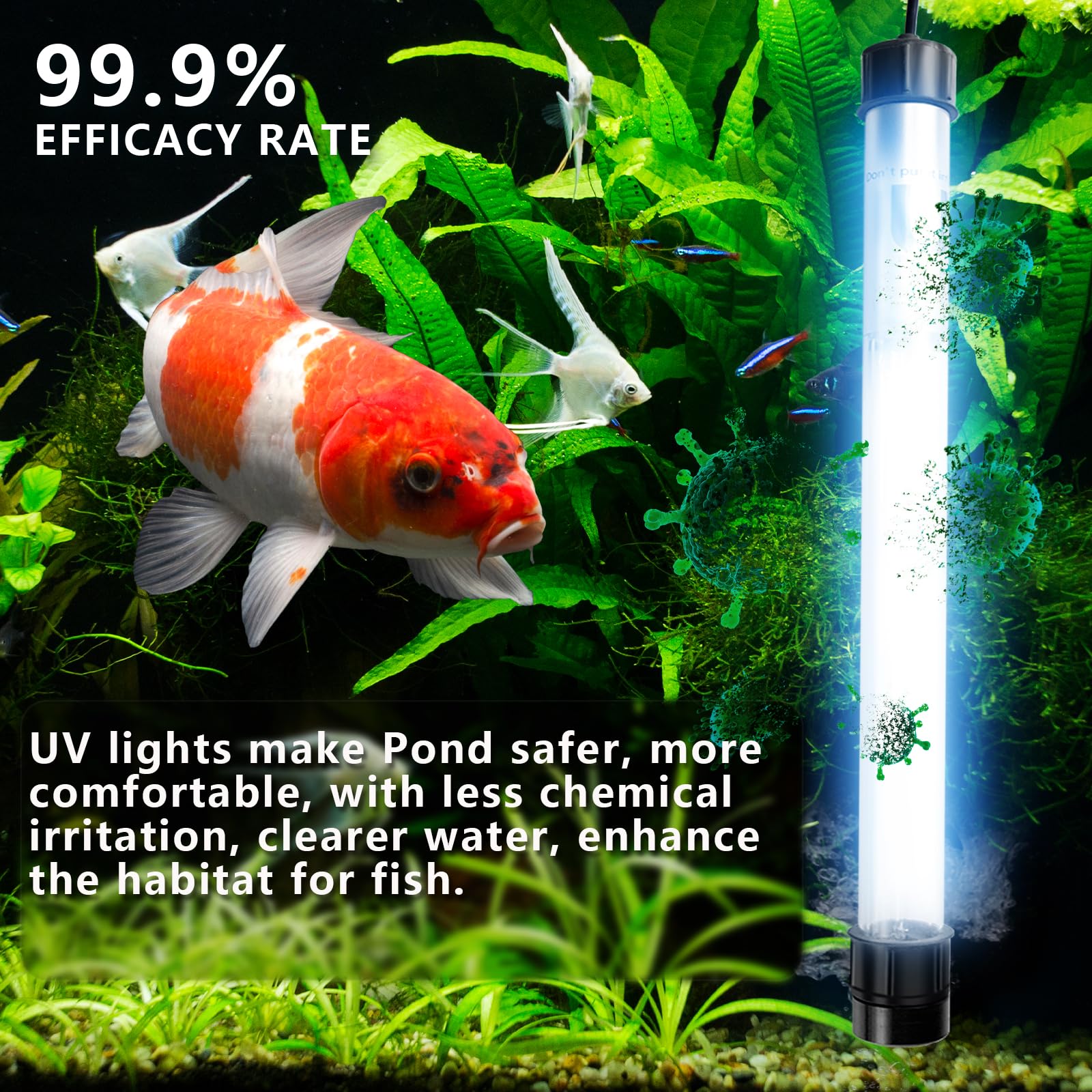 uvcoolplunge aquarium UV light 55W promotes clearer water in tanks.