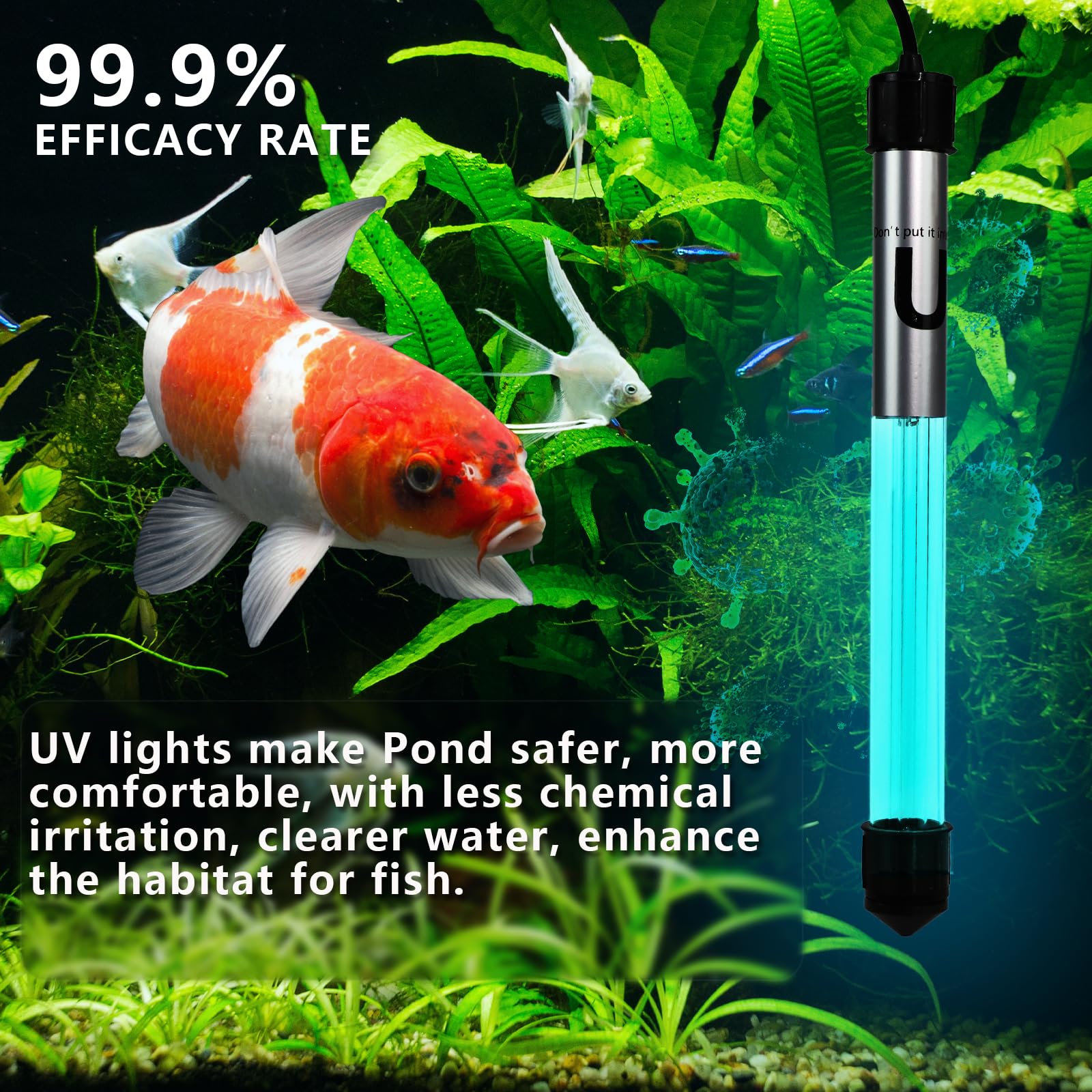 UVCoolPlunge ice-bath UV light sinking to bottom for 360-degree sanitization.